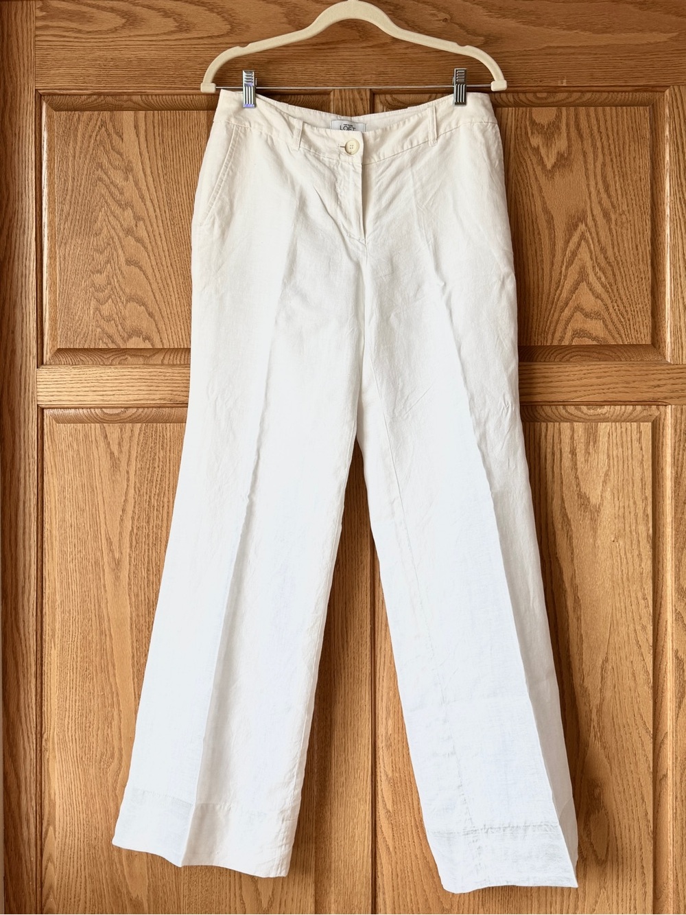 Anne Taylor LOFT White Wide-Leg Cotton-Blend Pants Size 4